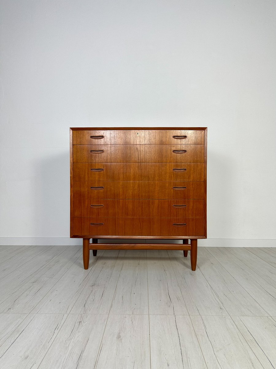 Large Danish Teak Bow Front Dresser, 1960s