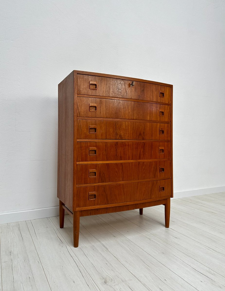 Large Danish Teak Bow Front Dresser, 1960s