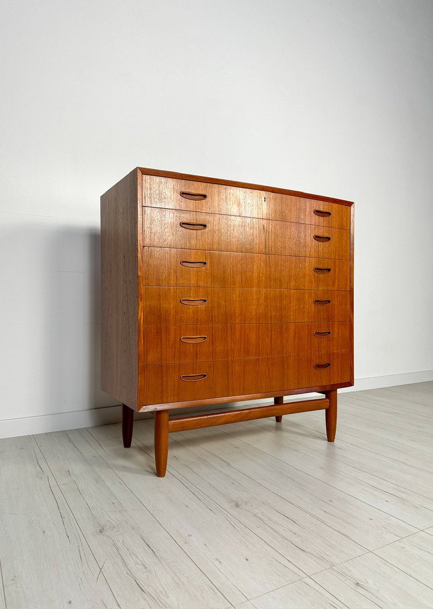 Large Danish Teak Bow Front Dresser, 1960s