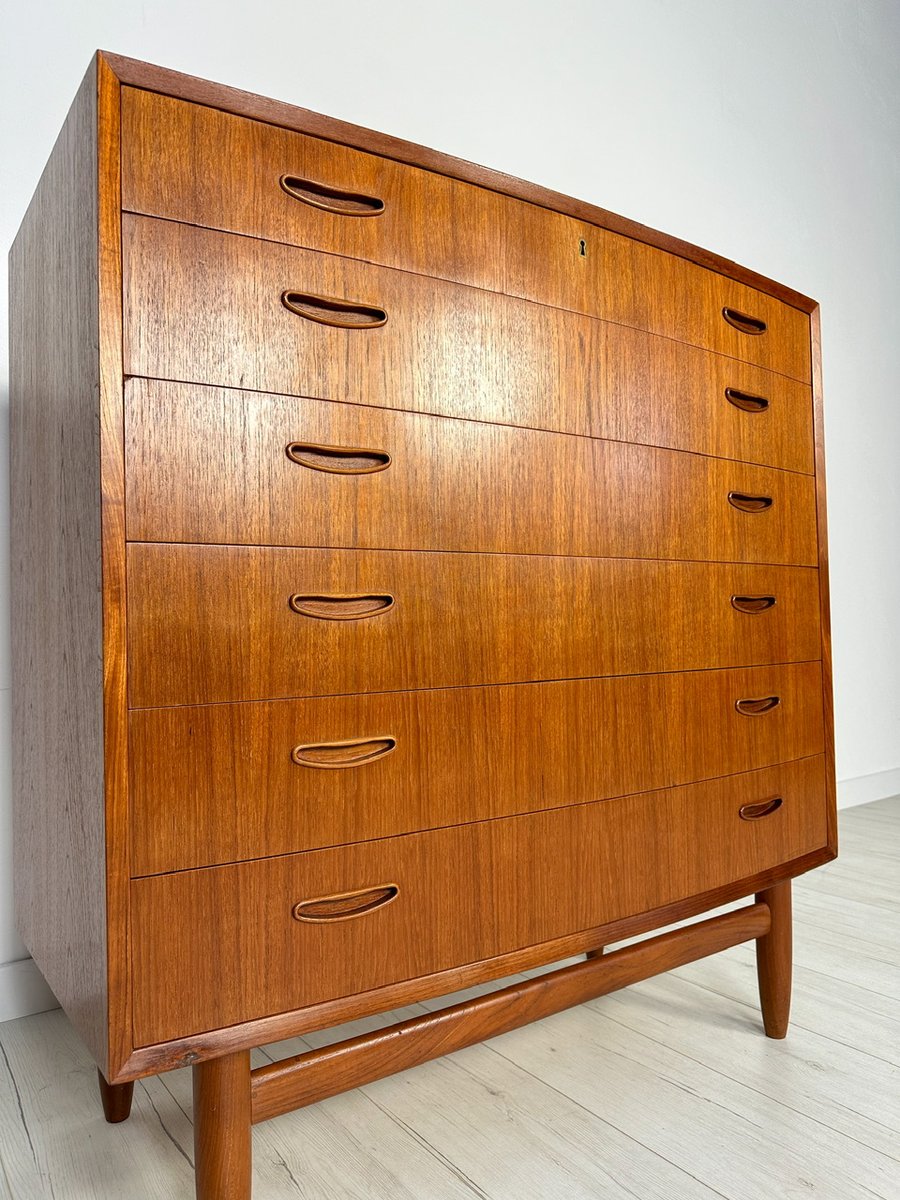 Large Danish Teak Bow Front Dresser, 1960s