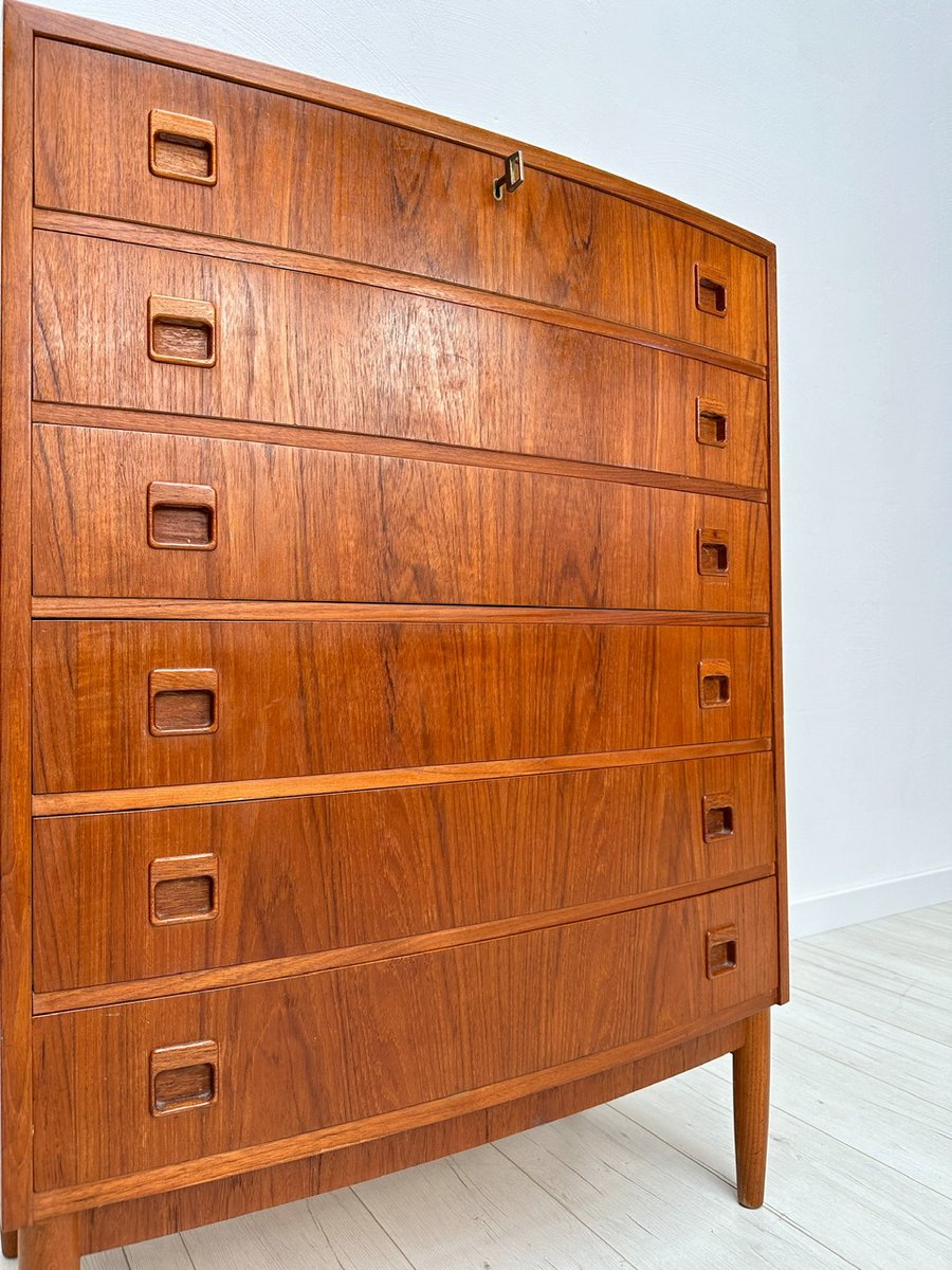 Large Danish Teak Bow Front Dresser, 1960s