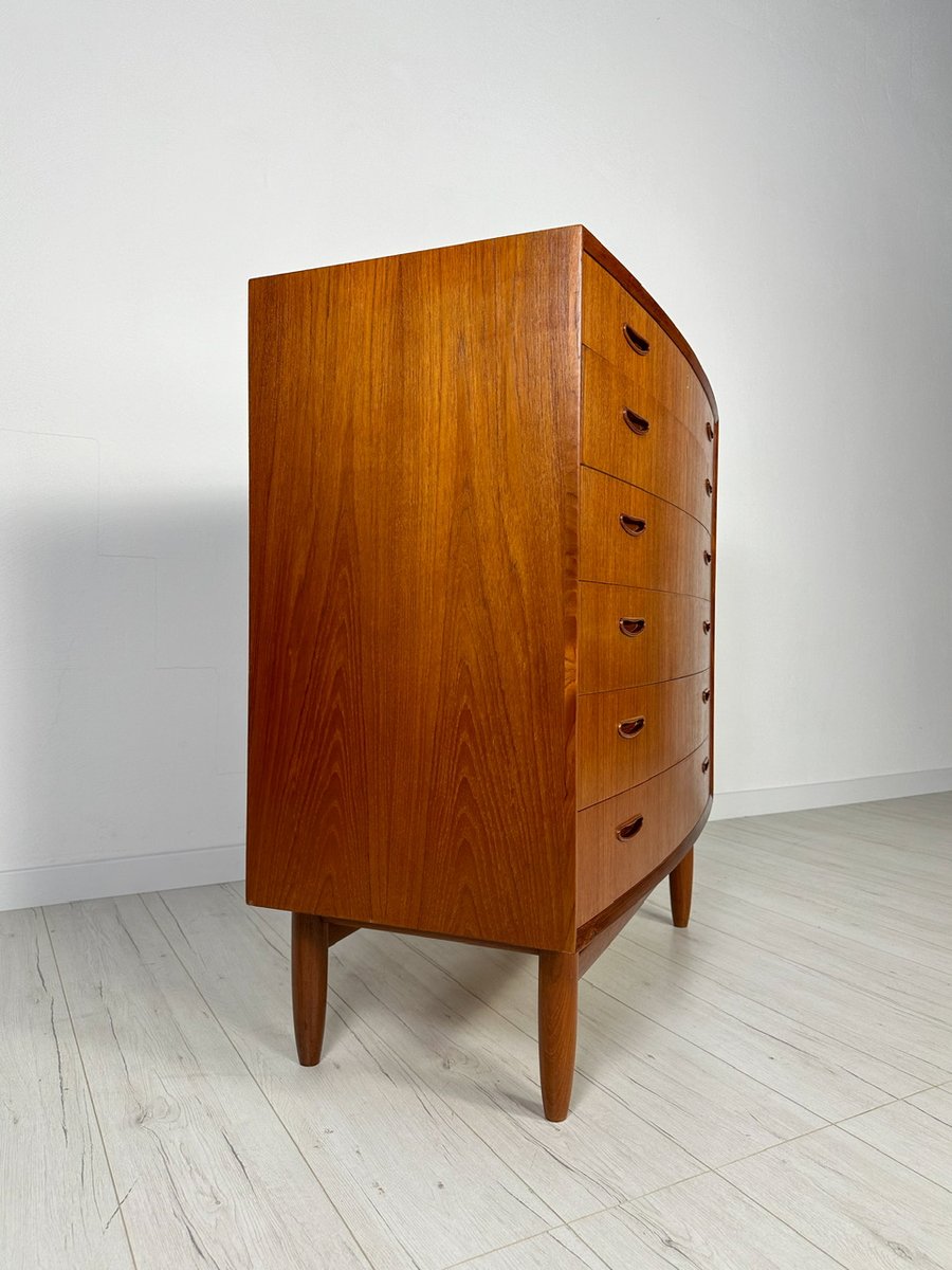 Large Danish Teak Bow Front Dresser, 1960s