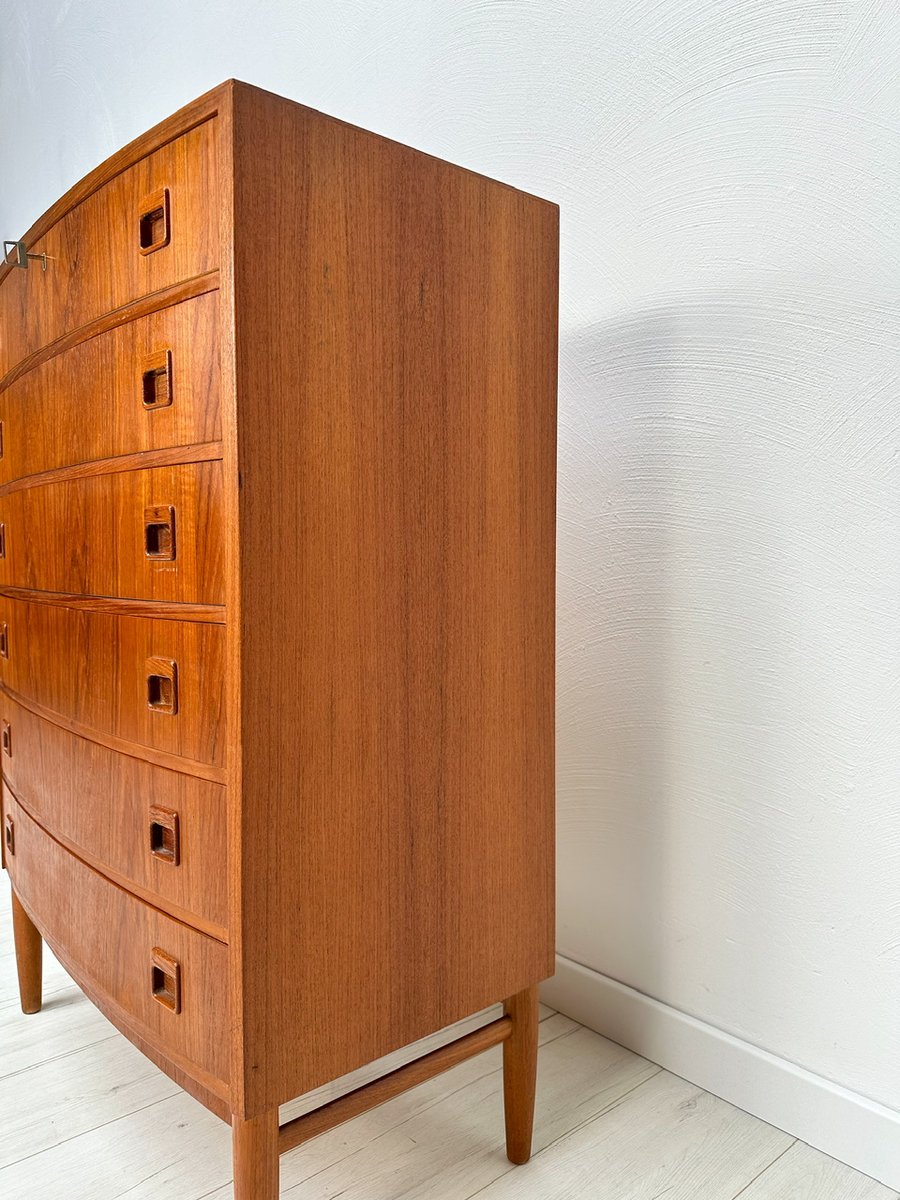 Large Danish Teak Bow Front Dresser, 1960s