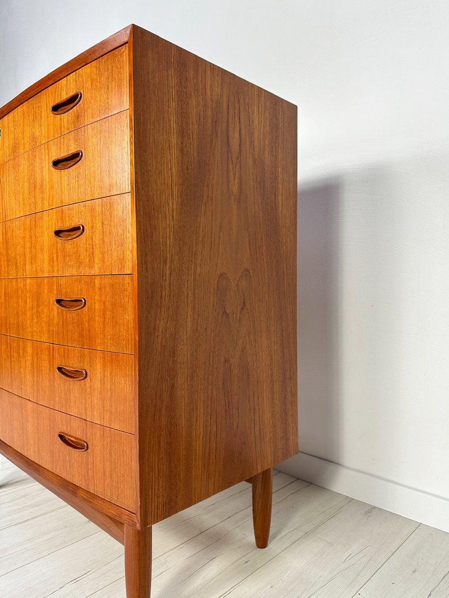 Large Danish Teak Bow Front Dresser, 1960s