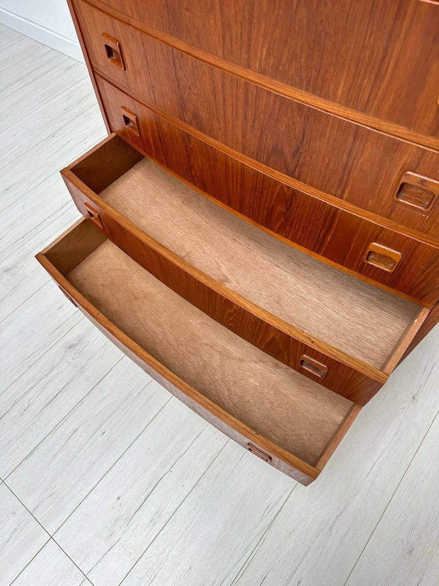 Large Danish Teak Bow Front Dresser, 1960s