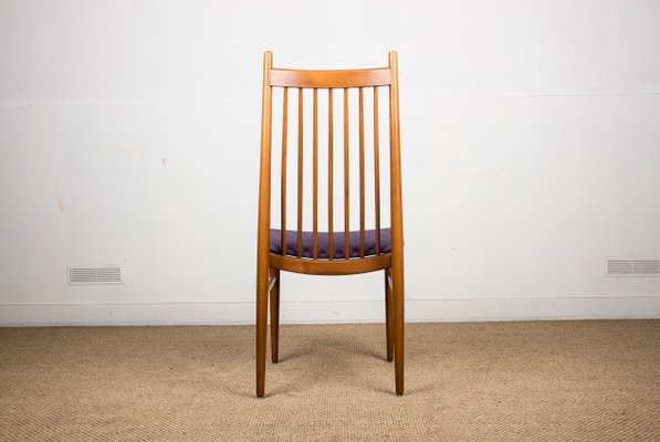 Large Danish Teak & Fabric Dining Chairs in the Style of Arne Vodder, 1960s, Set of 4-EMB-812066