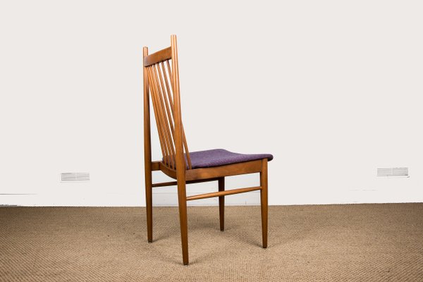 Large Danish Teak & Fabric Dining Chairs in the Style of Arne Vodder, 1960s, Set of 4-EMB-812066