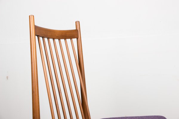 Large Danish Teak & Fabric Dining Chairs in the Style of Arne Vodder, 1960s, Set of 4-EMB-812066