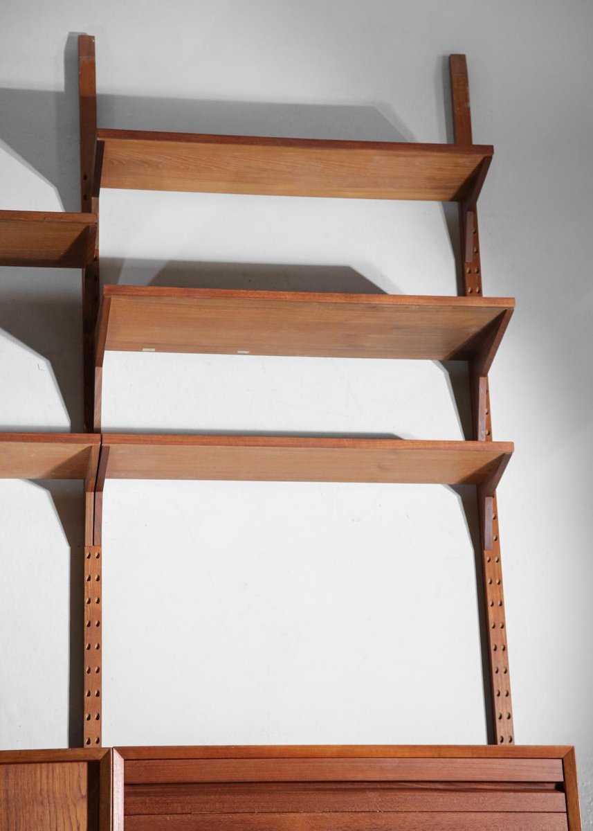 Large Danish Teak Wall Bookcase Ladder by Poul Cadovius