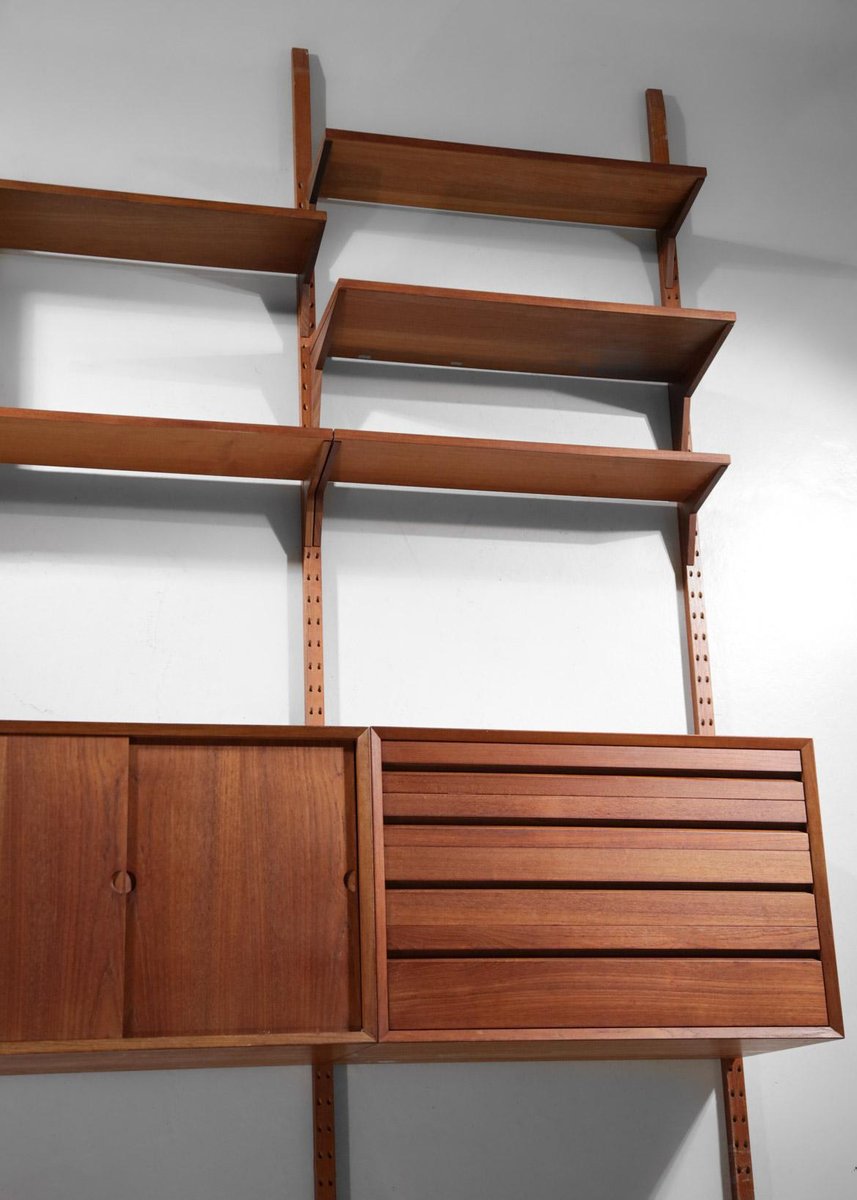 Large Danish Teak Wall Bookcase Ladder by Poul Cadovius