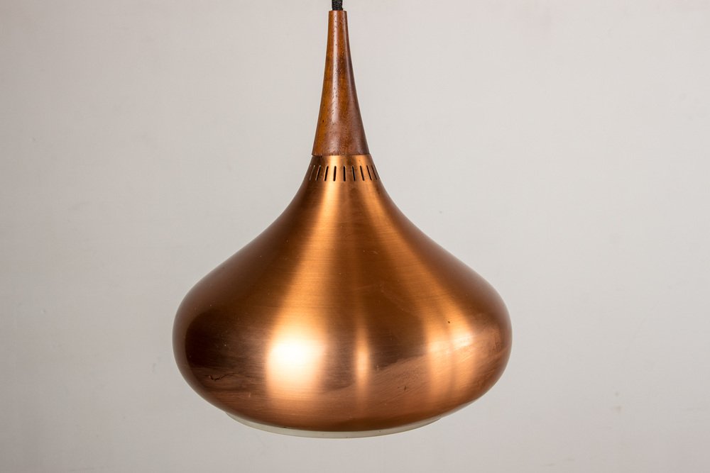 Large Danish Triple Suspension Ceiling Light in Metal & Rosewood by Jo Hammerborg for Fog & Mørup, 1965