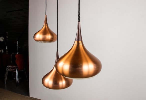 Large Danish Triple Suspension Ceiling Light in Metal & Rosewood by Jo Hammerborg for Fog & Mørup, 1965-EMB-1759428