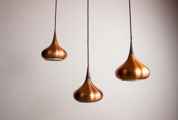 Large Danish Triple Suspension Ceiling Light in Metal & Rosewood by Jo Hammerborg for Fog & Mørup, 1965-EMB-1759428