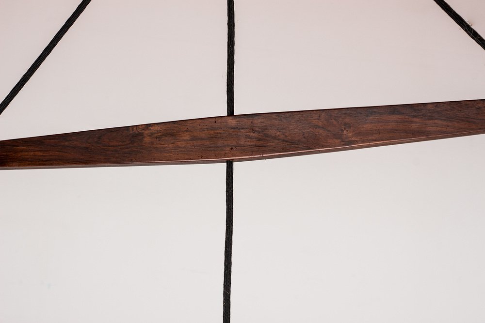 Large Danish Triple Suspension Ceiling Light in Metal & Rosewood by Jo Hammerborg for Fog & Mørup, 1965