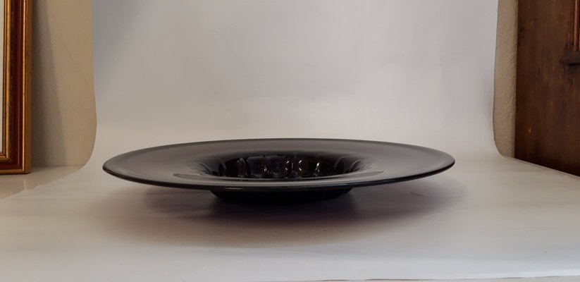 Large Dark Amethyst-Colored Plate in Blown Murano Glass by Vittorio Zecchin, 1920s-QZG-1327515