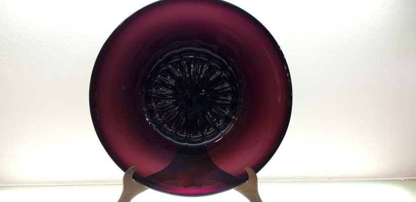 Large Dark Amethyst-Colored Plate in Blown Murano Glass by Vittorio Zecchin, 1920s-QZG-1327515