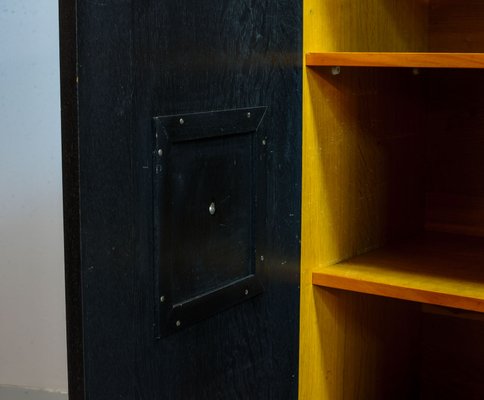 Large De Coene Style Belgian Brutalist Black Sideboard with Red Accents, 1960s-IXC-866081