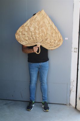 Large Decorative Fan in Straw, Italy, 1950s-EH-1058116