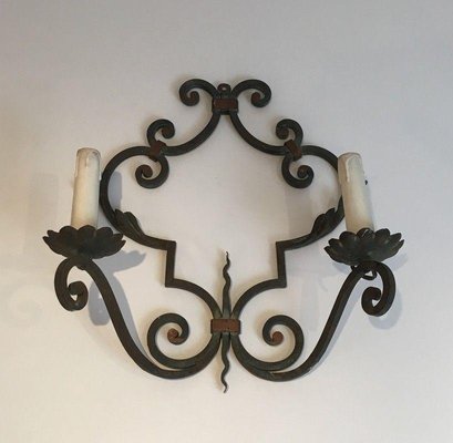 Large Decorative Wrought Iron Sconces, Set of 2-BA-1365540