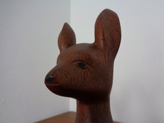 Large Deer in Solid Teak, 1960s-RDW-1295061