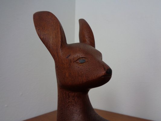 Large Deer in Solid Teak, 1960s-RDW-1295061