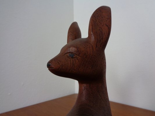 Large Deer in Solid Teak, 1960s-RDW-1295061