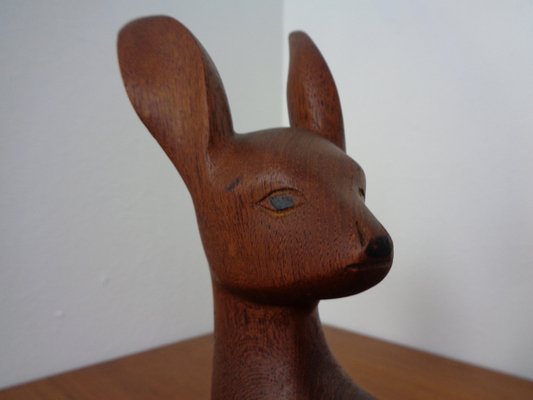 Large Deer in Solid Teak, 1960s-RDW-1295061