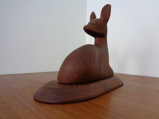 Large Deer in Solid Teak, 1960s-RDW-1295061