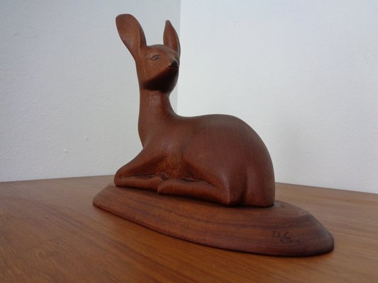 Large Deer in Solid Teak, 1960s-RDW-1295061