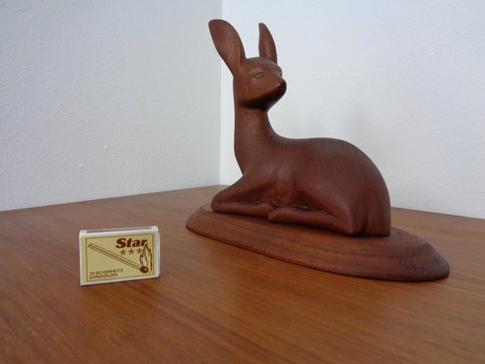 Large Deer in Solid Teak, 1960s-RDW-1295061