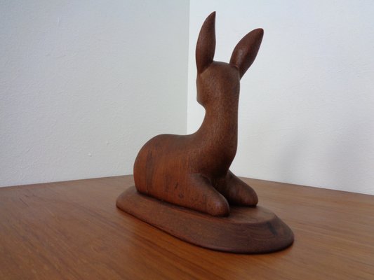 Large Deer in Solid Teak, 1960s-RDW-1295061