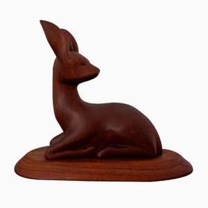 Large Deer in Solid Teak, 1960s-RDW-1295061