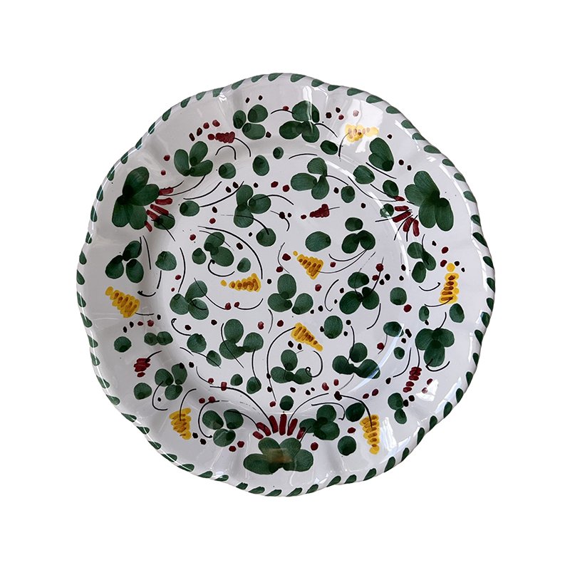 Large Deruta Plate with Green Flowers from Popolo