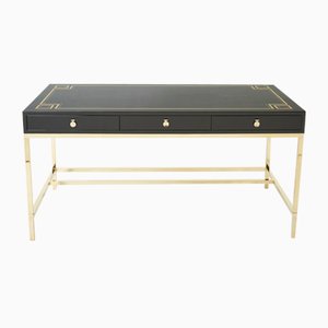 Large Desk in Black Lacquer & Brass by Guy Lefevre for Maison Jansen, 1970s-YJA-1363521