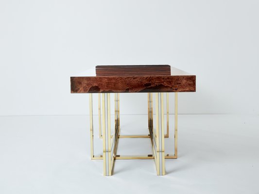 Large Desk in Goatskin, Parchment, Brass and Chrome by Aldo Tura, 1960s-YJA-1776037