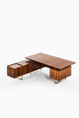 Large Desk with Sideboard in Rosewood & Chromed Steel attributed to Jørgen Pedersen, 1960s-SC-2022150