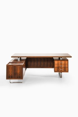 Large Desk with Sideboard in Rosewood & Chromed Steel attributed to Jørgen Pedersen, 1960s-SC-2022150