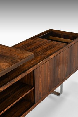 Large Desk with Sideboard in Rosewood & Chromed Steel attributed to Jørgen Pedersen, 1960s-SC-2022150