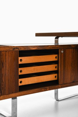 Large Desk with Sideboard in Rosewood & Chromed Steel attributed to Jørgen Pedersen, 1960s-SC-2022150