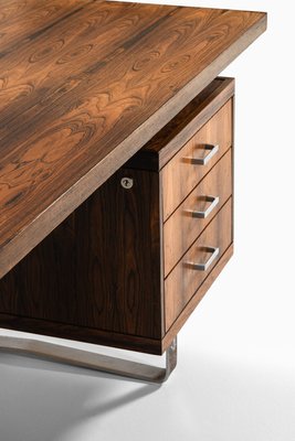 Large Desk with Sideboard in Rosewood & Chromed Steel attributed to Jørgen Pedersen, 1960s-SC-2022150