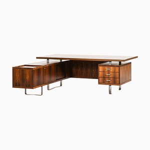 Large Desk with Sideboard in Rosewood & Chromed Steel attributed to Jørgen Pedersen, 1960s-SC-2022150