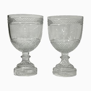 Large Diamond Cut Crystal Cups, Set of 2-UCH-1224354