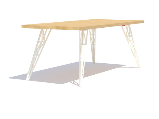 Large Dining Table with Oak Tabletop & Lasered Steel Legs by Aljoscha Vogt for GUSTAV Möblierungen