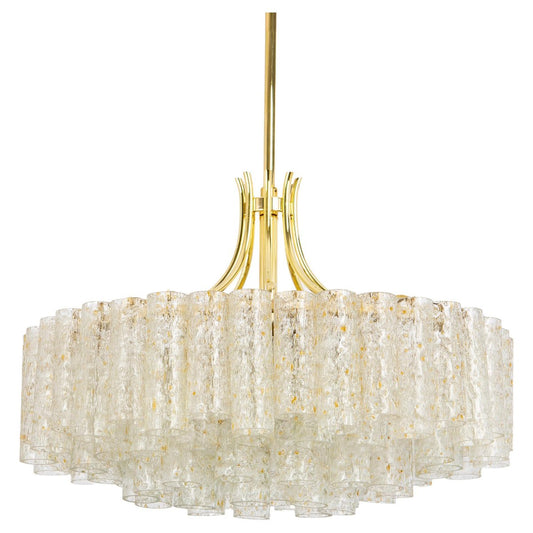 Large Doria Ice Glass Tubes Chandelier, Germany, 1960s