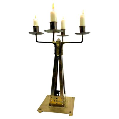 Large Dutch Arts & Crafts Copper and Brass Candleholder, 1910s-MJY-1754991