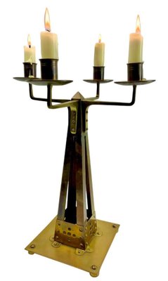 Large Dutch Arts & Crafts Copper and Brass Candleholder, 1910s-MJY-1754991