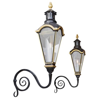 Large Dutch Copper Wall Lanterns with Wrought Iron Arms, Set of 2-TDA-1376351