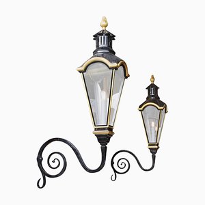 Large Dutch Copper Wall Lanterns with Wrought Iron Arms, Set of 2-TDA-1376351