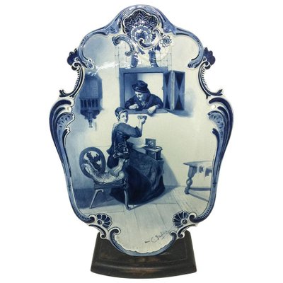 Large Dutch Delft Bottle Plate After C. Bisschop from Porceleyne Fles, 1892-UCH-1224484