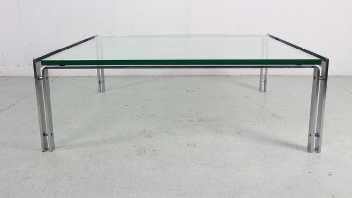 Large Dutch Metaform Steel & Glass Coffee Table attributed to Hank Kwint, 1970-DT-2026171